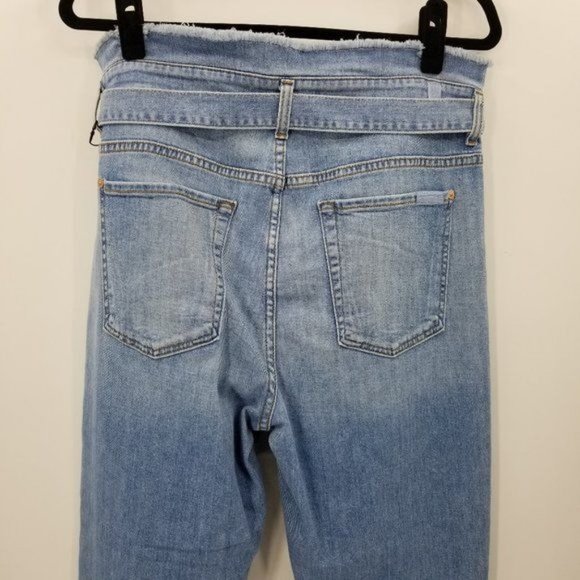 7FAMK The Paperbag Jeans in Bright Blue Jay High Rise Tie Waist Size 32 - Picture 9 of 11